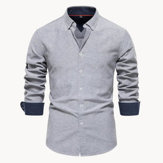 Herren Slim Fit Hemd mit Kontrastkragen - Cecile LavelleGrau