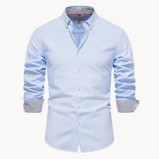 Herren Slim Fit Hemd mit Kontrastkragen - Cecile LavelleHellblau