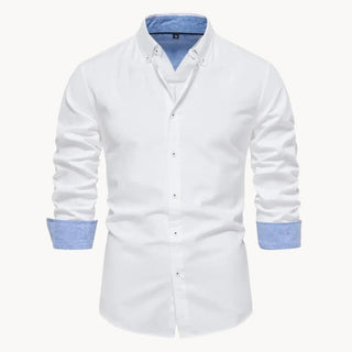 Herren Slim Fit Hemd mit Kontrastkragen - Cecile LavelleWeiß