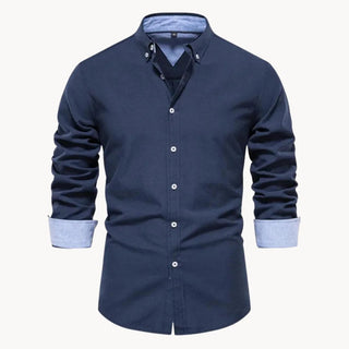 Herren Slim Fit Hemd mit Kontrastkragen - Cecile LavelleMarineblau