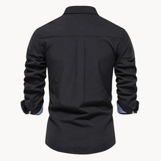 Herren Slim Fit Hemd mit Kontrastkragen - Cecile LavelleSchwarz