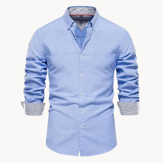 Herren Slim Fit Hemd mit Kontrastkragen - Cecile LavelleBlau