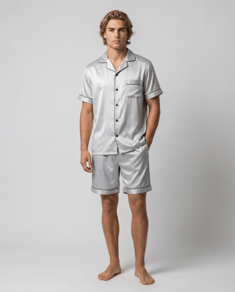 Men's summer pajamas with shirt and shorts