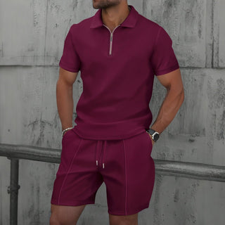 Herren Sommer Zweiteiler mit Reißverschluss Polo - Cecile LavelleBordeaux
