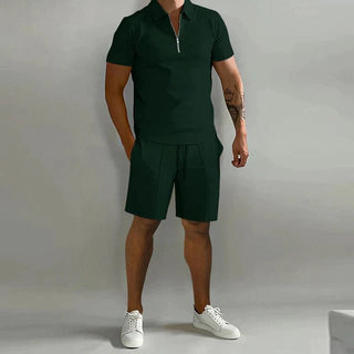 Herren Sommer Zweiteiler Set mit Polo und Shorts - Cecile LavelleMarineblau