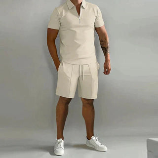 Herren Sommer Zweiteiler Set mit Polo und Shorts - Cecile LavelleKhaki