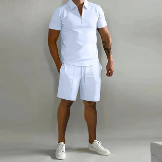 Herren Sommer Zweiteiler Set mit Polo und Shorts - Cecile LavelleWeiß