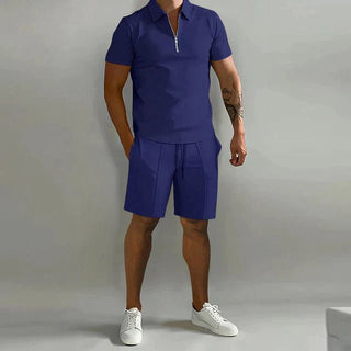Herren Sommer Zweiteiler Set mit Polo und Shorts - Cecile LavelleHellblau