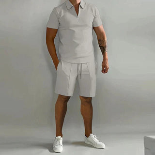 Herren Sommer Zweiteiler Set mit Polo und Shorts - Cecile LavelleGrau