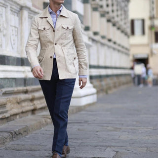 Herren Übergangsjacke mit Taschen Modern - Cecile LavelleWeiß
