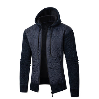 Herrenjacke Wattiert Mit Kapuze in Navyblau