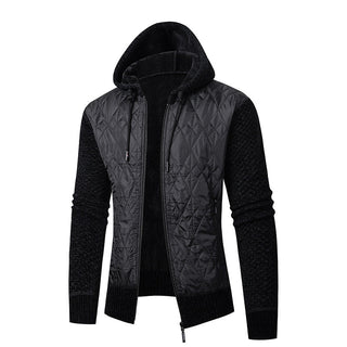 Herrenjacke Wattiert Mit Kapuze in Schwarz
