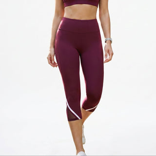 Hochtaillierte Capri - Leggings mit Bequemer Stretch - Passform - Cecile LavelleBurgunderrot