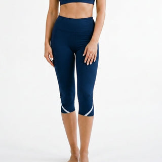 Hochtaillierte Capri - Leggings mit Bequemer Stretch - Passform - Cecile LavelleMarineblau