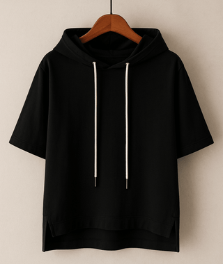 Hoodie Damen Oversized Kurzarm - Cecile LavelleSchwarz