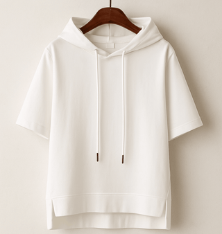 Hoodie Damen Oversized Kurzarm - Cecile LavelleWeiß