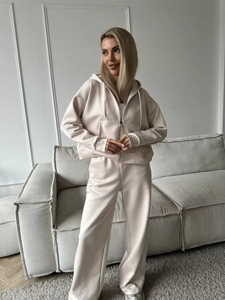 Hose Damen Highwaist Weit in Hellgrau