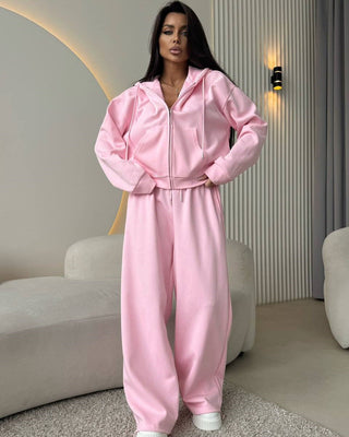 Hose Damen Highwaist Weit in Weinrot