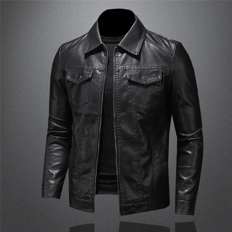 Men’s black faux leather jacket