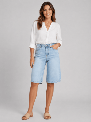 Jeans Bermuda Shorts Damen High Waist - Cecile LavelleHellblau