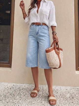 Jeans Bermuda Shorts Damen High Waist - Cecile LavelleHellblau
