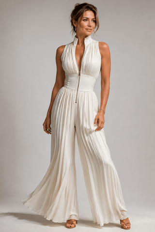 Jumpsuit Damen mit Weitem Bein und Blumenmuster - Cecile LavelleCreme