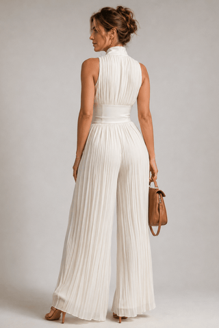 Jumpsuit Damen mit Weitem Bein und Blumenmuster - Cecile LavelleCreme
