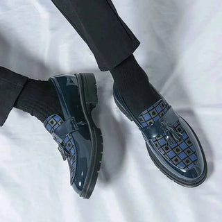 Karierte Tassel Loafer Herren - Cecile LavelleMarineblau