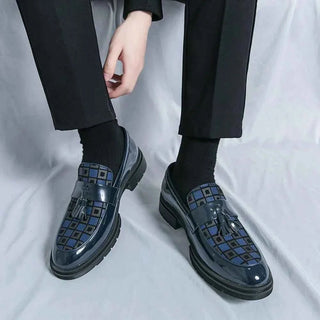 Karierte Tassel Loafer Herren - Cecile LavelleMarineblau