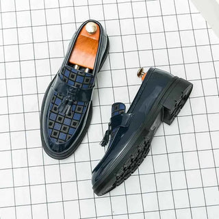 Karierte Tassel Loafer Herren - Cecile LavelleMarineblau