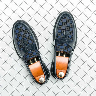 Karierte Tassel Loafer Herren - Cecile LavelleMarineblau