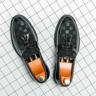 Karierte Tassel Loafer Herren - Cecile LavelleMarineblau