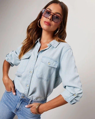 Klassisches Jeanshemd Damen - Cecile LavelleHellblau