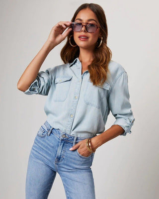 Klassisches Jeanshemd Damen - Cecile LavelleHellblau
