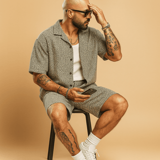 Kurzarmhemd Shorts Set Herren - Cecile LavelleGrün