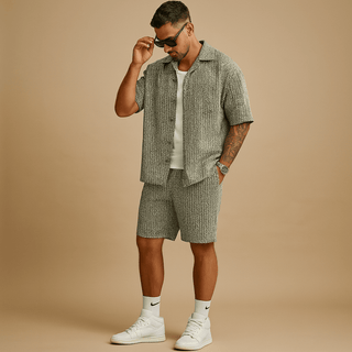 Kurzarmhemd Shorts Set Herren - Cecile LavelleGrün