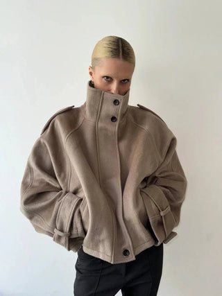 Kurzmantel Damen Stehkragen - Cecile LavelleBeige