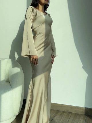 Langarm Maxikleid Elegant - Cecile LavelleElfenbein