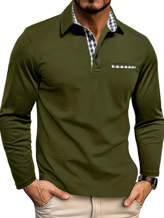 Langarm Poloshirt Herren - Cecile LavelleOlivgrün