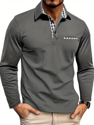 Langarm Poloshirt Herren - Cecile LavelleGrau
