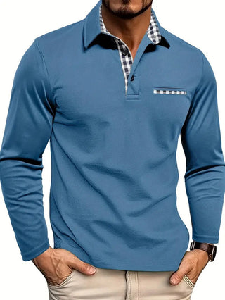 Langarm Poloshirt Herren - Cecile LavelleHellblau