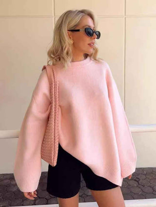 Lässiger Oversize - Pullover mit Rundhals - Cecile LavelleHellrosa