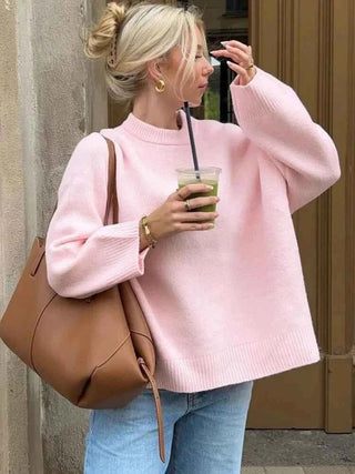 Lässiger Oversize - Pullover mit Rundhals - Cecile LavelleHellrosa