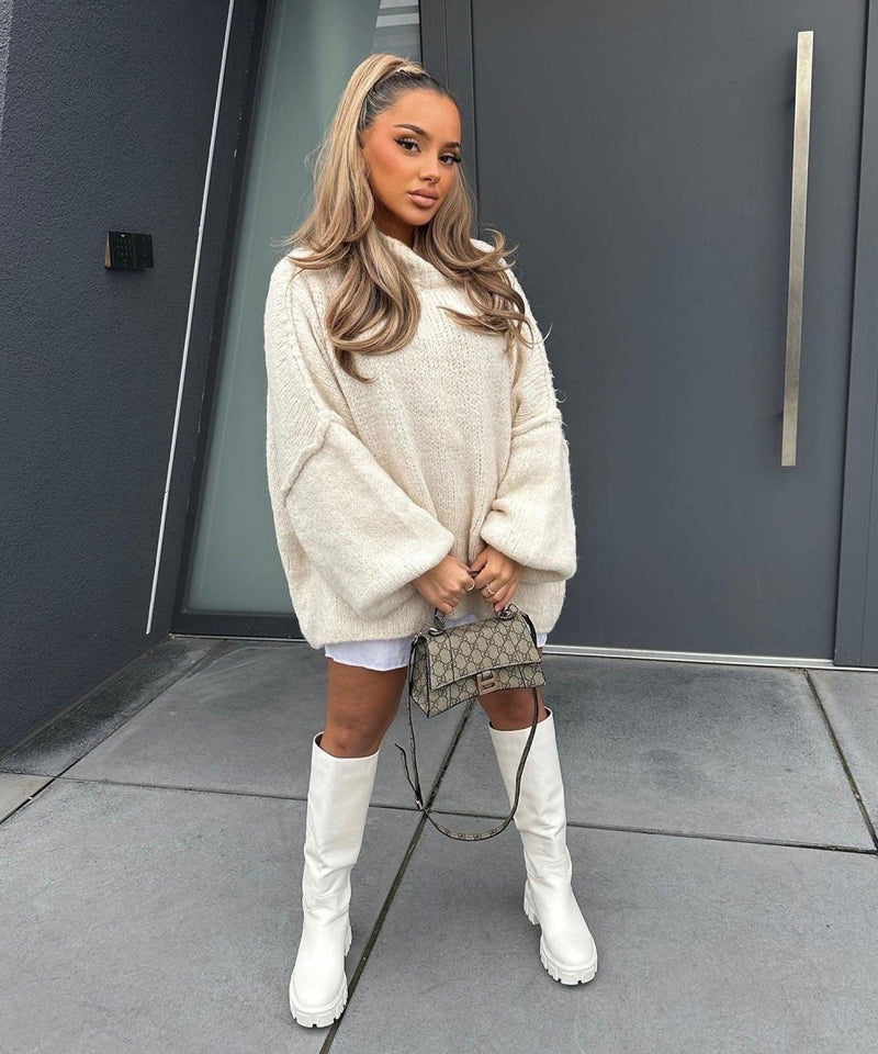 liv – oversized knit sweater with balloon sleeves