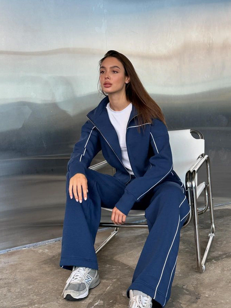 Women's Two-Piece High-Collar Loungewear Set