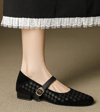 Mary Jane Ballerinas Damen geflochten mit Riemen - Cecile LavelleSchwarz
