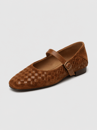 Mary Jane Ballerinas Damen geflochten mit Riemen - Cecile LavelleBraun
