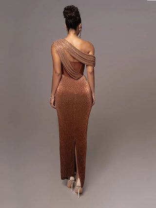 Maxikleid Festlich One - Shoulder - Cecile LavelleBraun