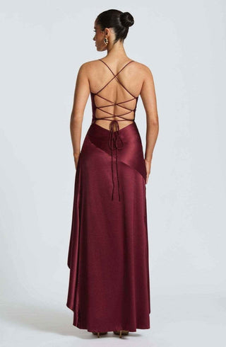 Maxikleid mit Rüschenabschluss - Cecile LavelleDunkelrot