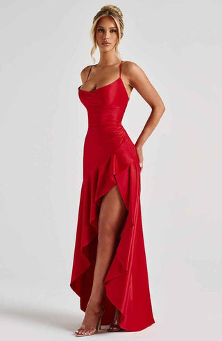 Maxikleid mit Rüschenabschluss - Cecile LavelleRot
